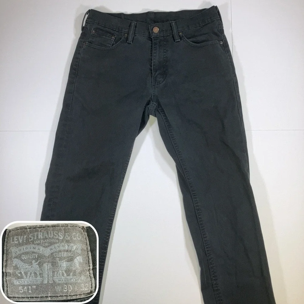 Levi's 541 Athletic Taper Jeans Mens‎ 30x32 Black Stretch Denim
